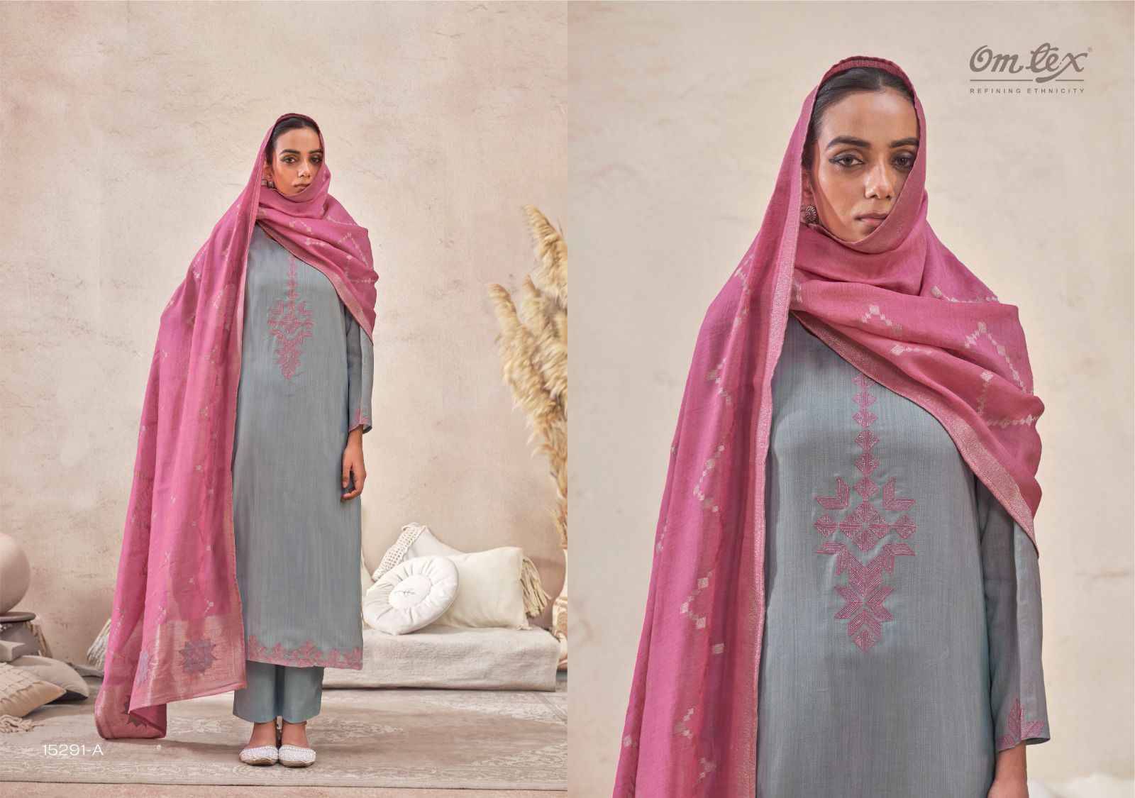 ZAROKHA 15291 Series By Om Tex Beautiful Festive Suits Stylish Colorful Fancy Casual Wear & Ethnic Wear MAL CHANDERI SILK DIGITAL Dresses At Wholesale Price